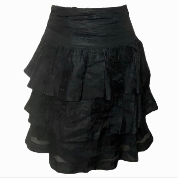 Club Monaco black organza tiered ruffle skirt Size 4 - Picture 4 of 9